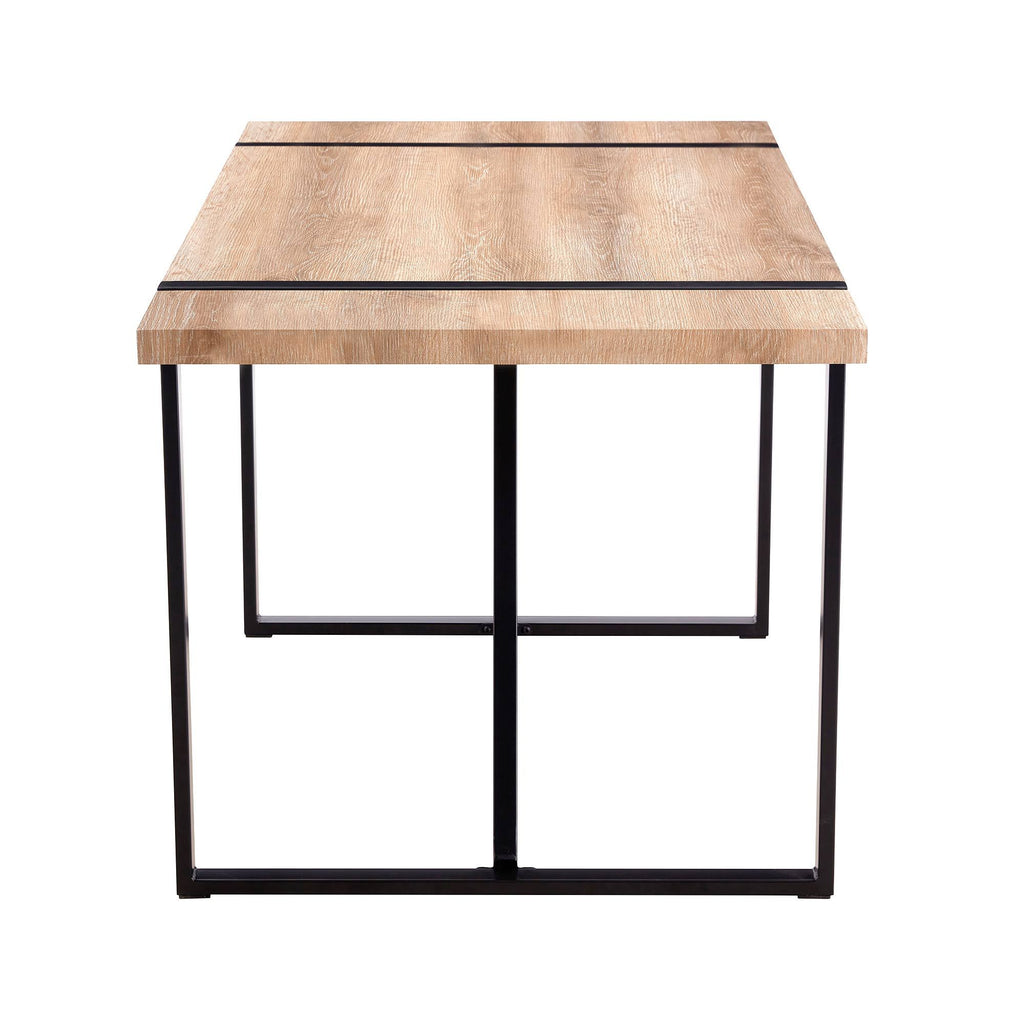 Rustic Industrial Rectangular Wood Dining Table For 4-6 Person, With 1.5' Thick Engineered Wood color Tabletop and Black Metal Legs,Desk For Kitchen Dining Living Room, 55.1' x 31.4'x 29.9'1529W115172 - Grand Goldman Shop