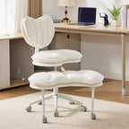 Meditation Chair Plus, Teddy Fleece Double-Layer Padding Cross Legged Rolling Chair for ADHD, Criss Cross Desk Chair with Lum