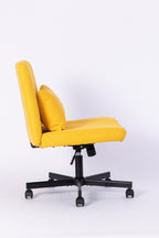 Yellow Linen Criss Cross Armless Office Chair with Wheels - Modern Comfort for Home Office, Meditation & Makeup Spaces - Gran