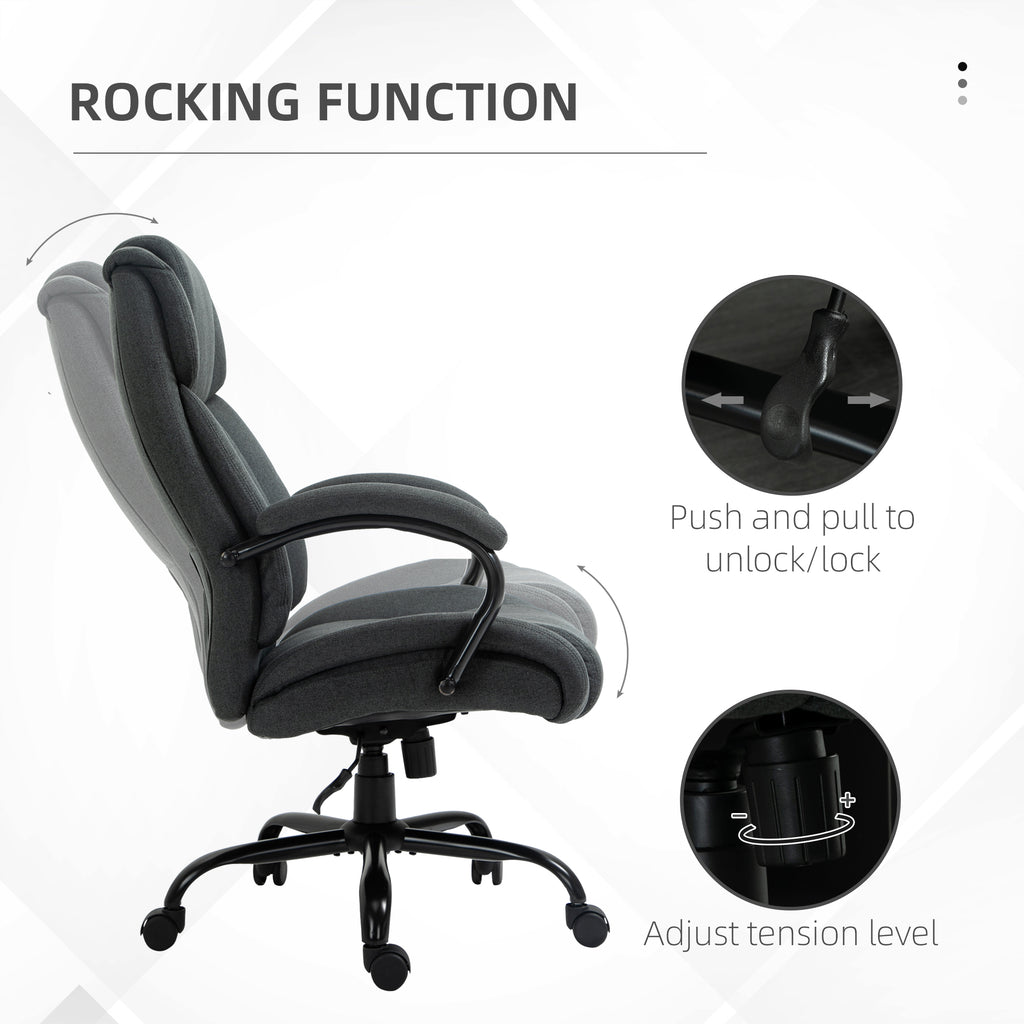 High Back Big and Tall Executive Office Chair 484lbs with Wide Seat, Computer Desk Chair with Linen Fabric, Adjustable Height