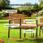 Lawn Rocking Chair Set of 2 Rocking Chairs with Armrests Cushion, Cream White - Grand Goldman Shop