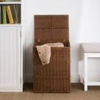 Martha Rectangular Woven Resin Wicker Laundry Hamper - Medium Brown - Grand Goldman Shop