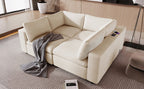 U-style Upholstered Modular Sofa with  with Storage Space, USB Charge Ports,Wireless Charging and Built-in Bluetooth Speaker in Arm,Sectional sofa for Living Room Apartment.[old sku:WY000317AAA] - Grand Goldman Shop