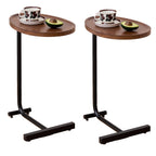 Contemporary Brown C-shaped Side Table Set - Versatile Small Sofa Table for Living Room & Bedroom, Metal & MDF - Grand Goldman Shop