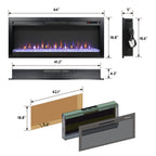 44 inch in wall recessed  electric fireplace with remote and multi color flame & emberbed, LED light heater - Grand Goldman Shop