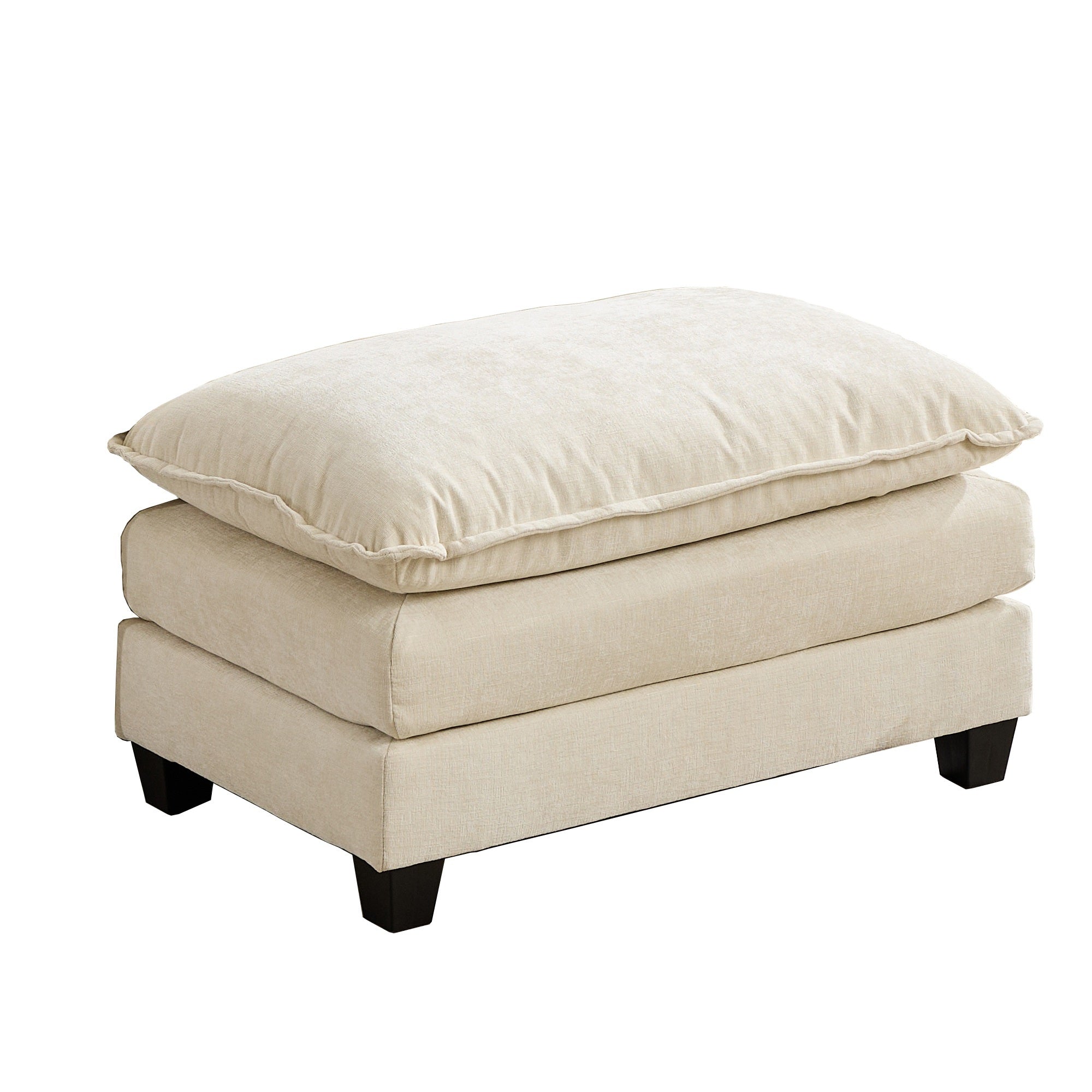 Cloud Sofa Ottoman only, Modern Sectional Couch, for Living Room Bedroom and Apartment, Comfy Double Layer Upholstered Seat Cushion, Breathable Chenille Fabric, Beige - Grand Goldman Shop