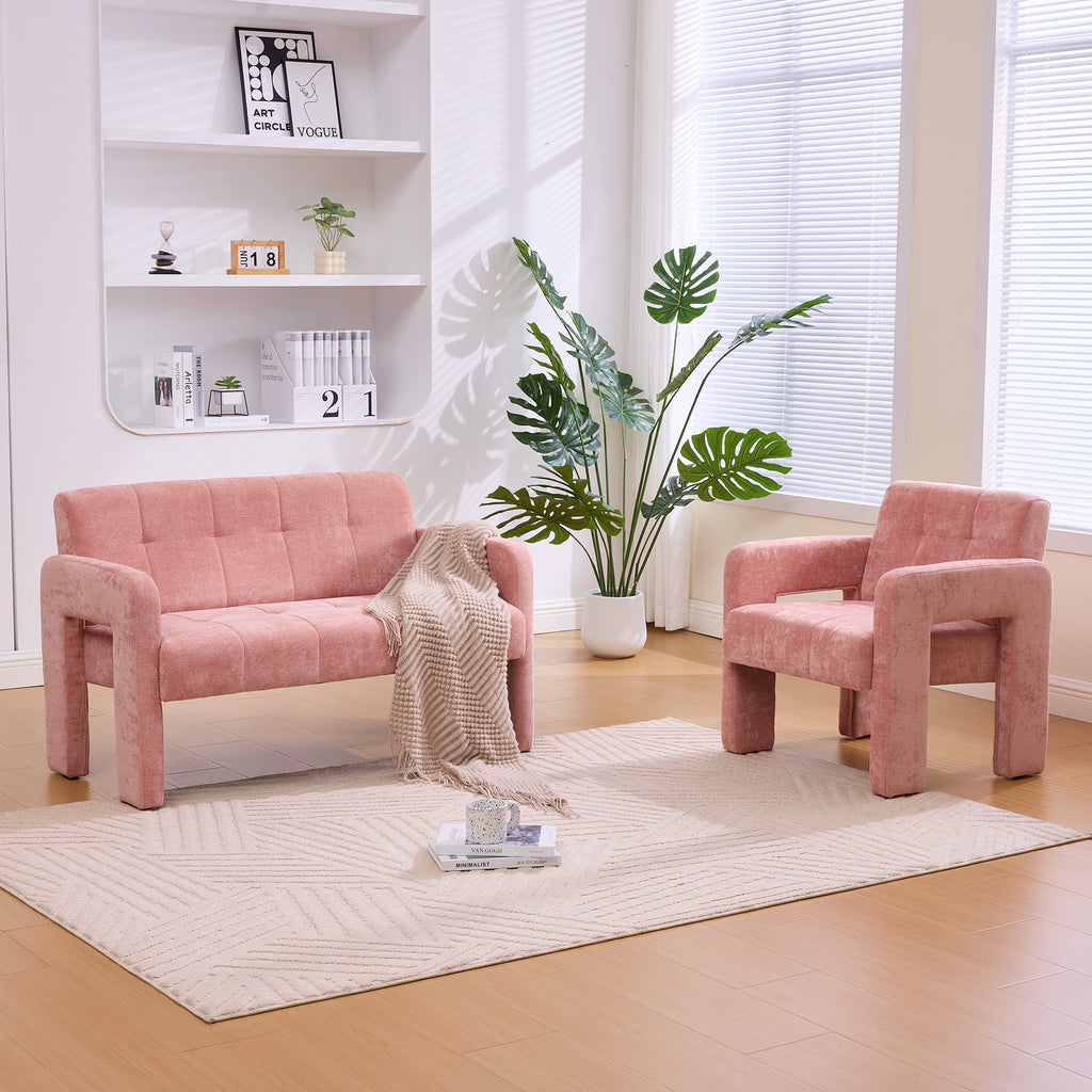 Nordic Modern Double Armchair Living Room & Bedroom Compact Upholstered Sofa Leisure Sofa Comfortable Seating with Dual Armrests Can be paired with a single chair - Grand Goldman Shop