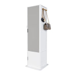 360° Rotating White Makeup Cabinet with Full-Length Mirror, Jewelry Storage, Coat Rack, 4 Open Shelves, 2 Built-In Shelves, MDF and Glass - Grand Goldman Shop
