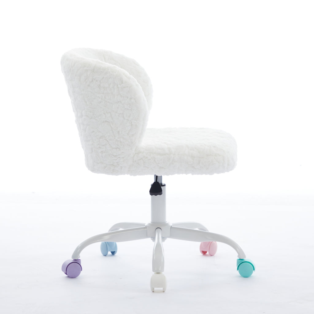 Stylish A&A Furniture Office Chair,Artificial rabbit hair Home Office Chair with Metal Base,Adjustable Desk Chair Swivel Offi