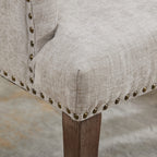 Upholstered Chenille Fabric Accent Dining Chair, Curved Solid Wood Legs, Elegant Tufted Club Dining Room Kitchen Room Arm Dining Chair, Single Pack,Beige,SW1895BG - Grand Goldman Shop