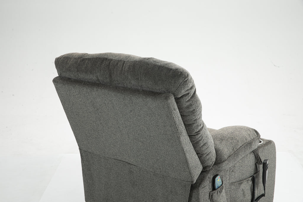 Lift Chair for Big and Tall Person with Inconvenient Legs: High Density Foam Lift Sofa with Heat and Massage, 2 Pockets, 2 Cup Holder, 2 Remote, OKIN Motor - Grand Goldman Shop