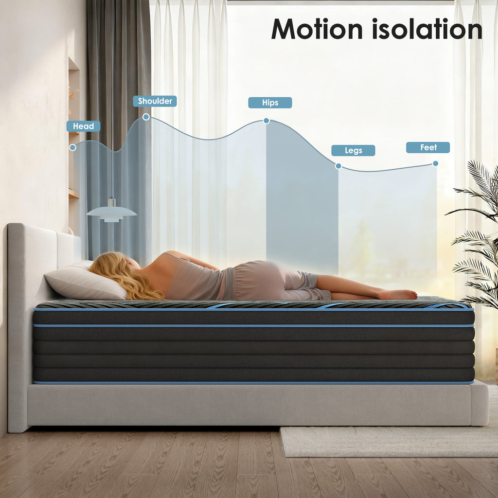 Queen Size Mattress,10 Inch Hybrid Mattress, Individually Pocketed Innerspring, Medium Firm - Grand Goldman Shop