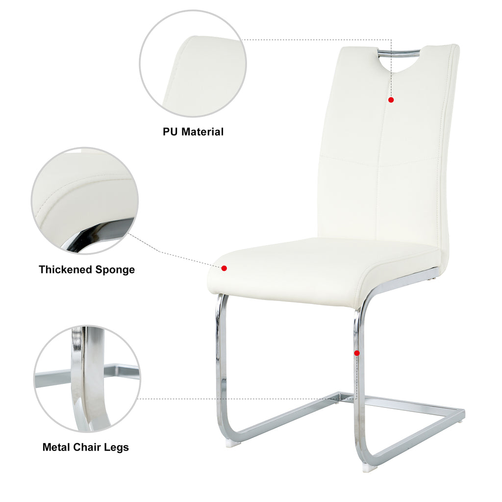 Modern Dining Chairs with Faux Leather Padded Seat Dining Living Room Chairs Upholstered Chair with Chrome Metal Legs Design for Kitchen, Living, Bedroom, Dining Room Side Chairs Set of 4 - Grand Goldman Shop