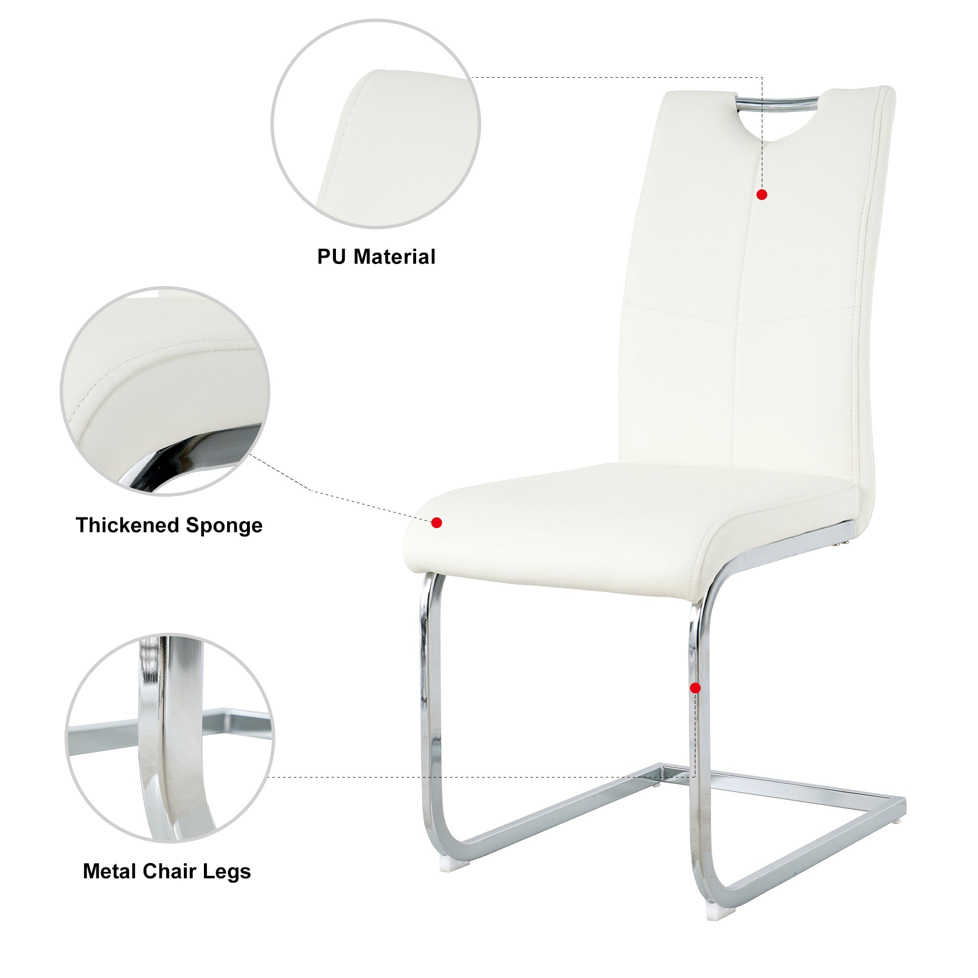 Modern Dining Chairs with Faux Leather Padded Seat Dining Living Room Chairs Upholstered Chair with Chrome Metal Legs Design for Kitchen, Living, Bedroom, Dining Room Side Chairs Set of 4 - Grand Goldman Shop