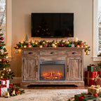 23 inch electric fireplace insert, ultra thin heater with log set & realistic flame, remote control with timer, overheating protection - Grand Goldman Shop