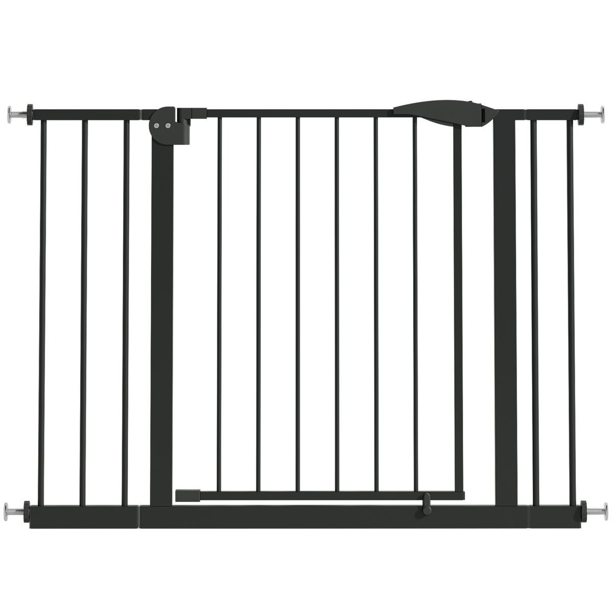 Black Pressure-Mounted Baby Gate for Stairs and Doorways, 29.5-44.1' Wide, Steel and ABS Construction, Easy Walk-Through Safe