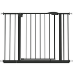 Black Pressure-Mounted Baby Gate for Stairs and Doorways, 29.5-44.1' Wide, Steel and ABS Construction, Easy Walk-Through Safe