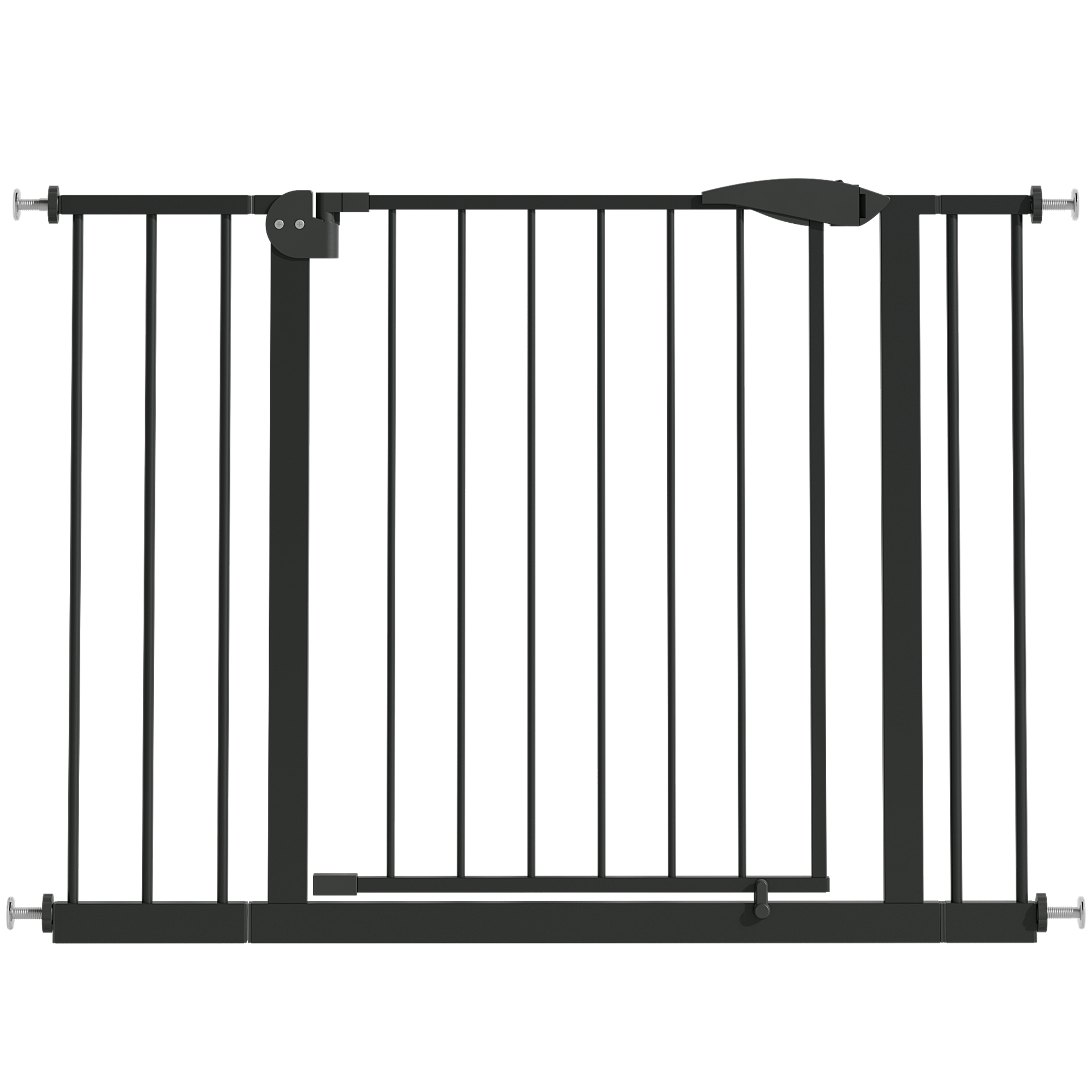 Black Pressure-Mounted Baby Gate for Stairs and Doorways, 29.5-44.1' Wide, Steel and ABS Construction, Easy Walk-Through Safe