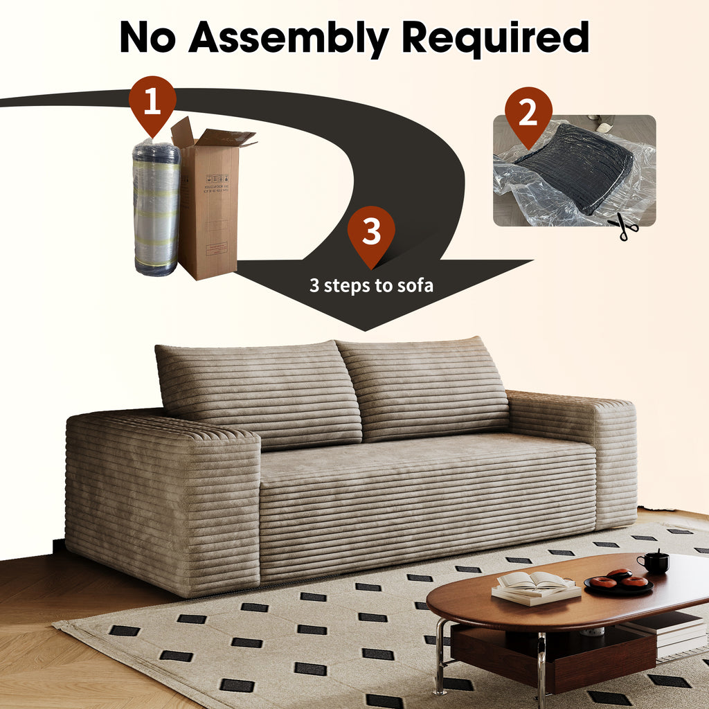 71' 3Setaser Sofa,Corduroy Fabric,Deep Seat Couches,Comfy Loveseat Sofa,No Assembly,1pcs for Living room, Bedroom,Conference room ,Apartment,Camel - Grand Goldman Shop