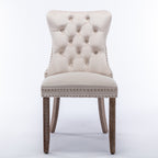 Nikki Collection Modern, High-end Tufted Solid Wood Contemporary Velvet Upholstered Dining Chair with Wood Legs Nailhead Trim 2-Pcs Set,Beige, SW2001BG - Grand Goldman Shop