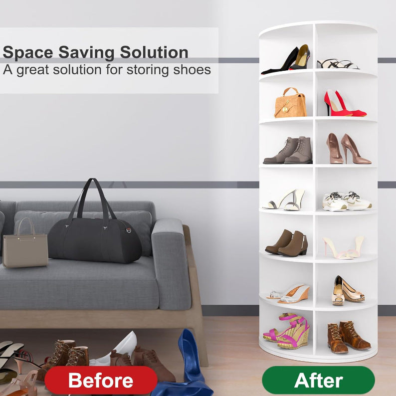 7 Tier Rotating Shoe Rack Tower, Spinning Shoe Display, 360 Shoe Rack Storage Round Carousel, Vertical Handbag Rotate Shoes Closet Organization (WHITE) - Grand Goldman Shop