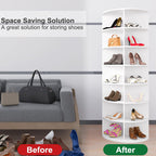 7 Tier Rotating Shoe Rack Tower, Spinning Shoe Display, 360 Shoe Rack Storage Round Carousel, Vertical Handbag Rotate Shoes Closet Organization (WHITE) - Grand Goldman Shop