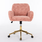 A&A Furniture Office Chair,Artificial rabbit hair Home Office Chair with Golden Metal Base,Adjustable Desk Chair Swivel Offic