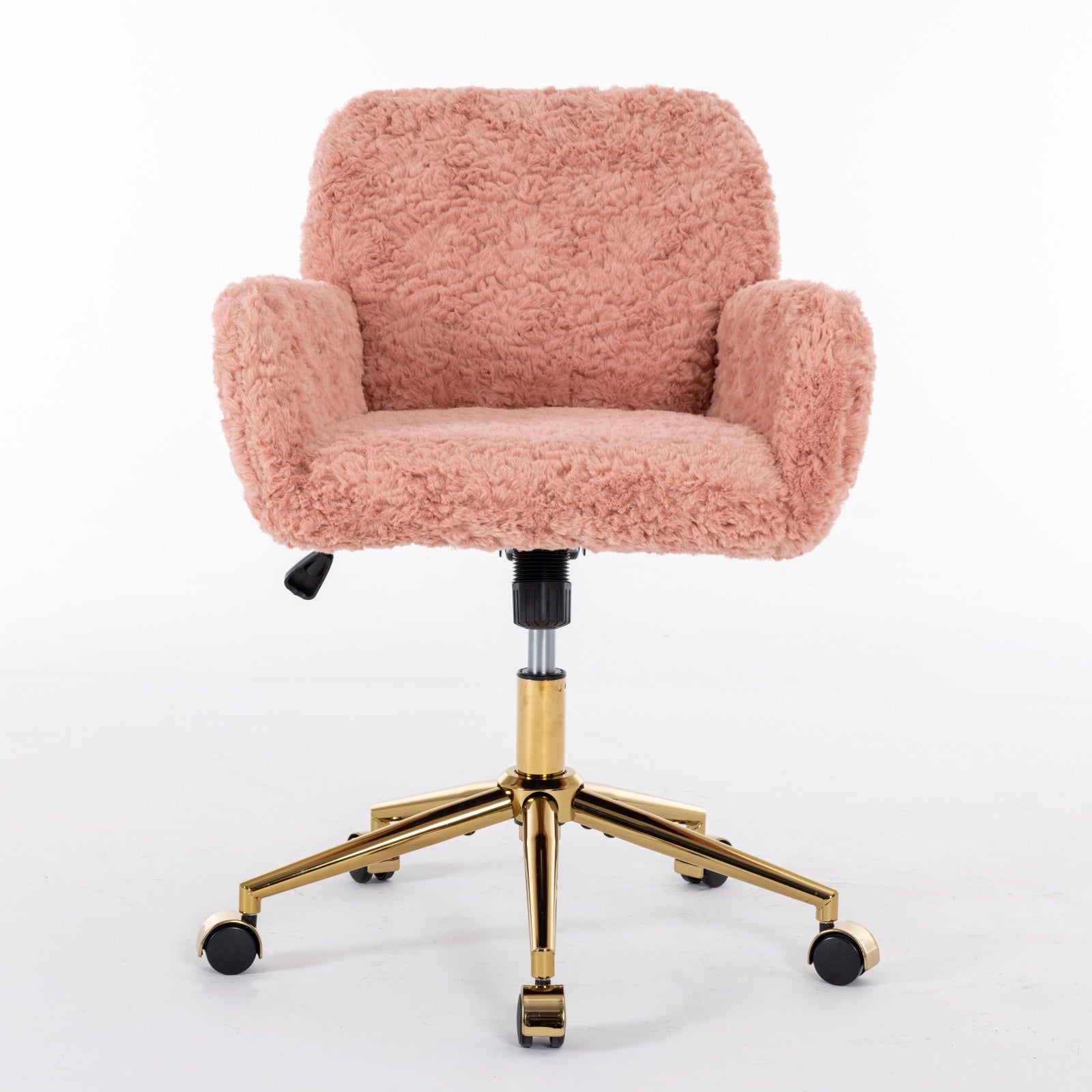 A&A Furniture Office Chair,Artificial rabbit hair Home Office Chair with Golden Metal Base,Adjustable Desk Chair Swivel Offic