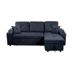 Right-facing sectional sofa with footrest, convertible corner sofa with armrest storage, living room and apartment sectional sofa, right chaise longue and  dark  grey - Grand Goldman Shop
