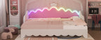 Twin Extending Daybed with LED Lights, Modern Upholstered Princess Daybed With Crown Headboard,White - Grand Goldman Shop