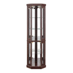 Corner Glass Cabinet Lighted Curio Cabinet Corner Display Case for Living Room, Curio Cabinet, Antique collection, Wine,Bar Glass Storage Light Included,Dark Cherry - Grand Goldman Shop