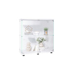 Two-door Glass Display Cabinet 2 Shelves with Door, Floor Standing Curio Bookshelf for Living Room Bedroom Office, 33.35'*31.