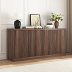 Buffet Cabinet with Storage, 62.60' Sideboard Cabinet with 4 Doors & Shelves, Wooden Kitchen Coffee Bar Credenza Storage for Living Room, Hallway Walnut - Grand Goldman Shop