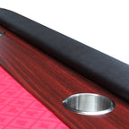 96' Light Series Foldable Poker Table with Wooden Racetrack Felt Stainless Legs Cup Holders Red | Premium Home Decor - Grand 