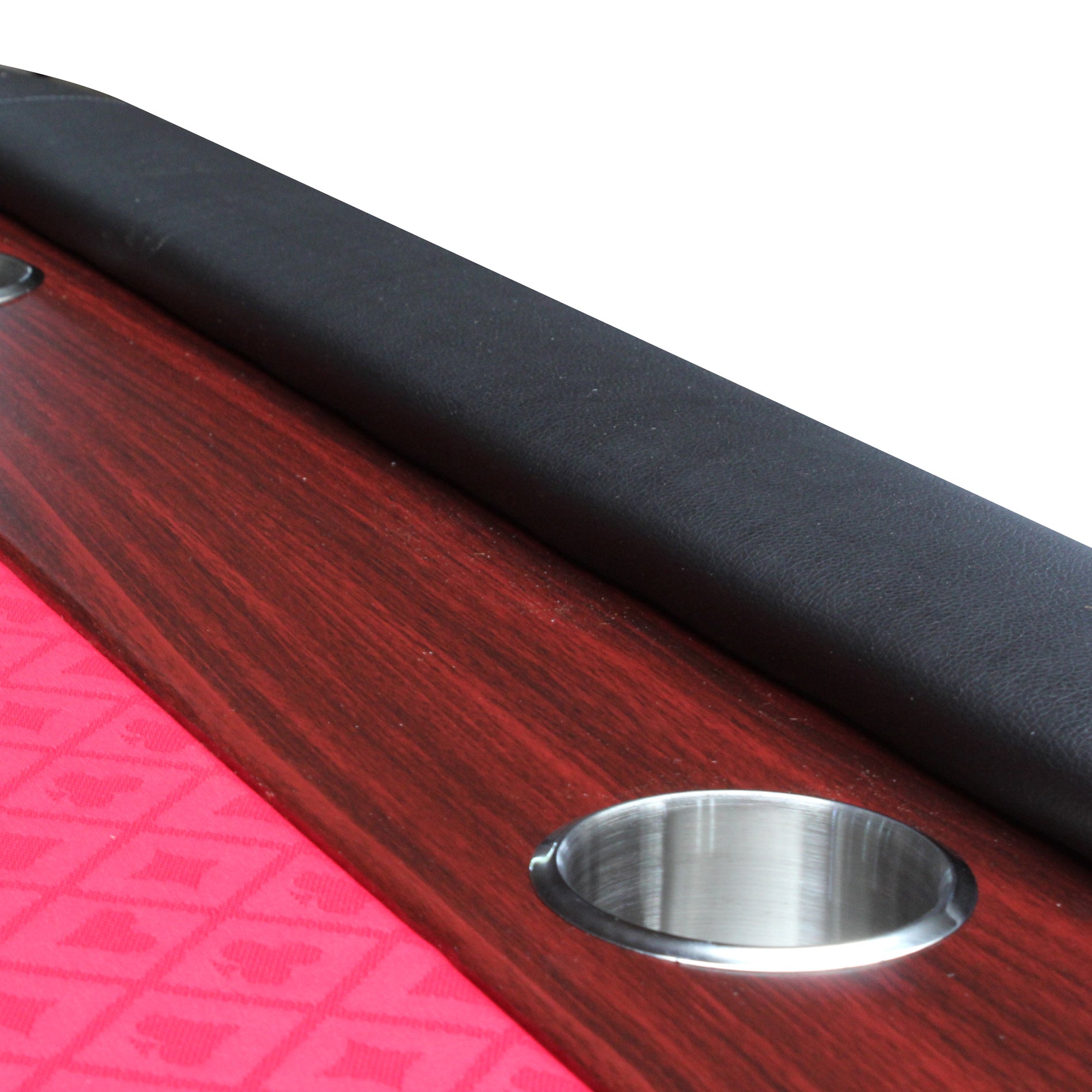 96' Light Series Foldable Poker Table with Wooden Racetrack Felt Stainless Legs Cup Holders Red | Premium Home Decor - Grand 