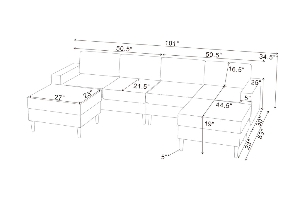 Cordory Upholstered Modular Sectional with 2 Ottomans - Grand Goldman Shop