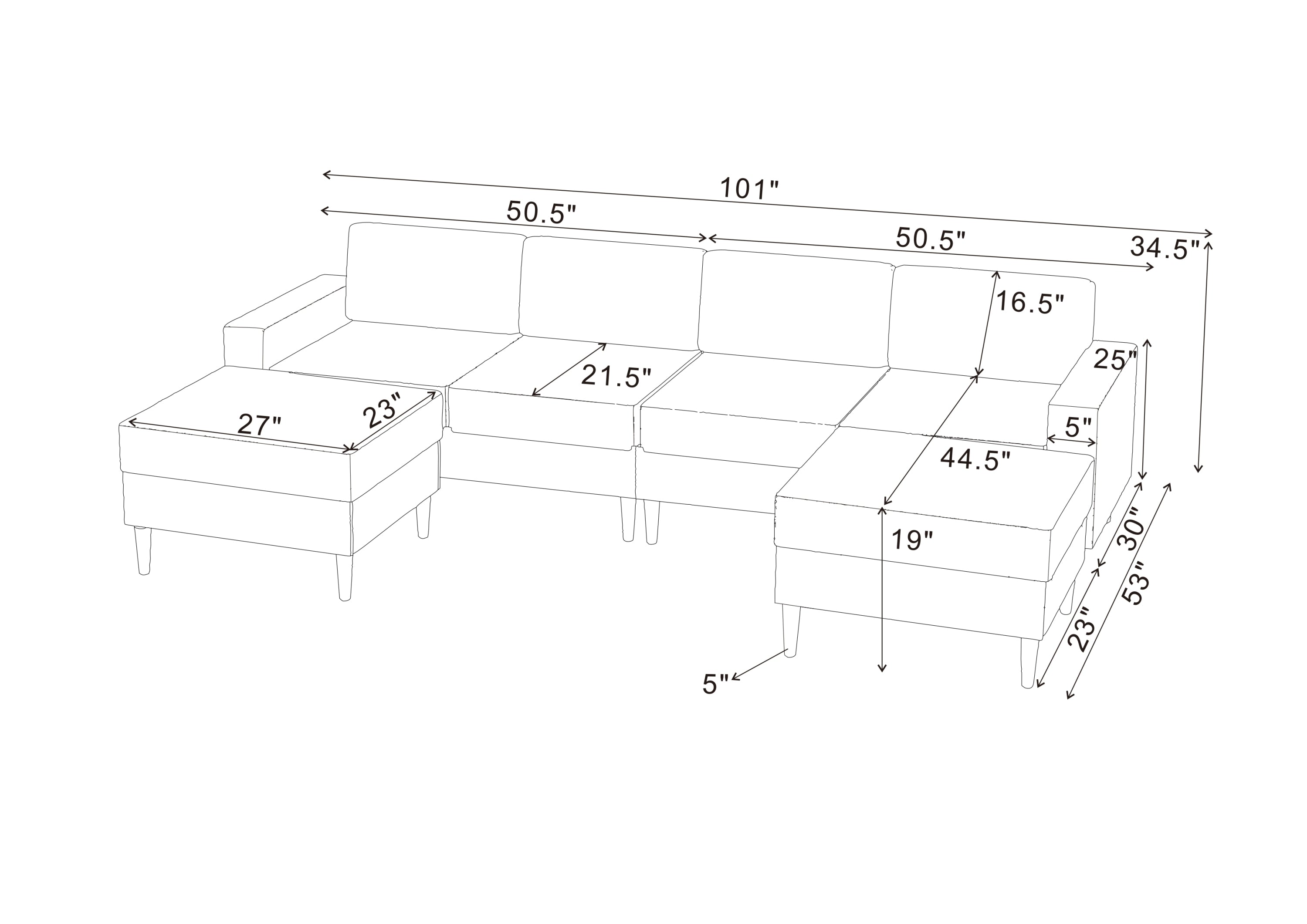 Cordory Upholstered Modular Sectional with 2 Ottomans - Grand Goldman Shop