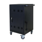 32-Bit-Device Charging Trolley for Tablets and Laptops with Cable Management, Removable Doors, Matte Black Metal - Grand Gold