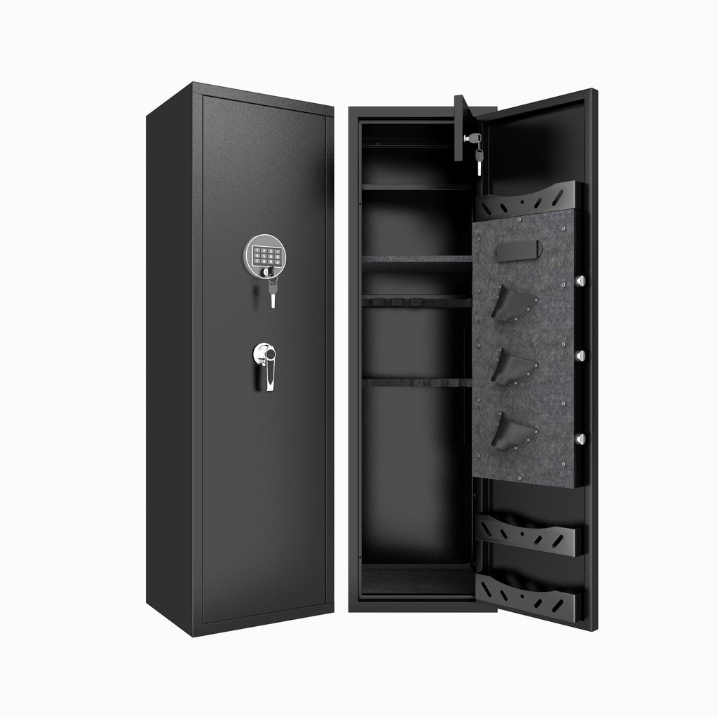 57' High Large Capacity Mechanical Gun Safe for Rifles & Handguns, Digital Password Lock, Built-In Independent Lock Box, Adju