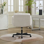 Modern Chenille Swivel Office Chair, Height Adjustable Task Chair with Convertible Multi-Position Armrests,Comfy Double Cushi