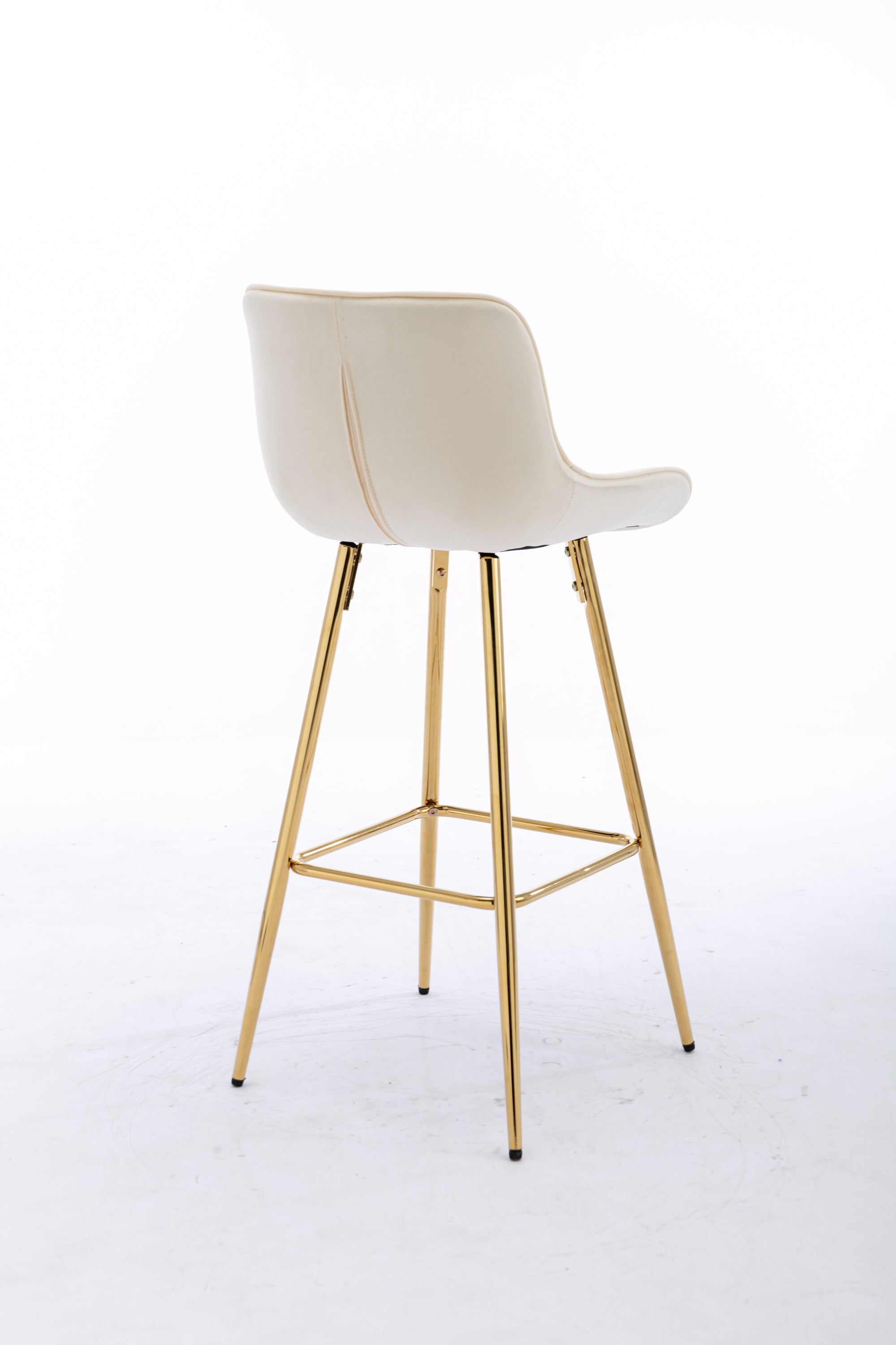 26 Inch Set of 2 Bar Stools,with Chrome Footrest Velvet Fabric Counter Stool Golden Leg Simple Bar Stool,CREAM - Grand Goldman Shop