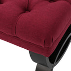 HILTON Ottoman Bench with Button Tufting and Half-Circle Legs in Red Fabric - Grand Goldman Shop