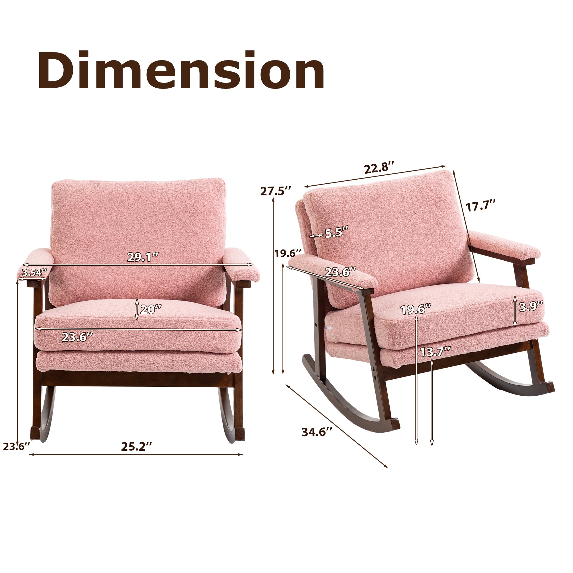Mid Century Modern Accent Chair ,rocking chair with Wood Frame, Upholstered Living Room Chairs , Reading Armchair for Bedroom Sunroom - Grand Goldman Shop