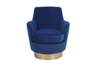 Velvet Swivel Barrel Chair, Swivel Accent Chairs Armchair for Living Room, Reading Chairs for Bedroom Comfy, Round Barrel Chairs with Gold Stainless Steel Base (Navy) - Grand Goldman Shop