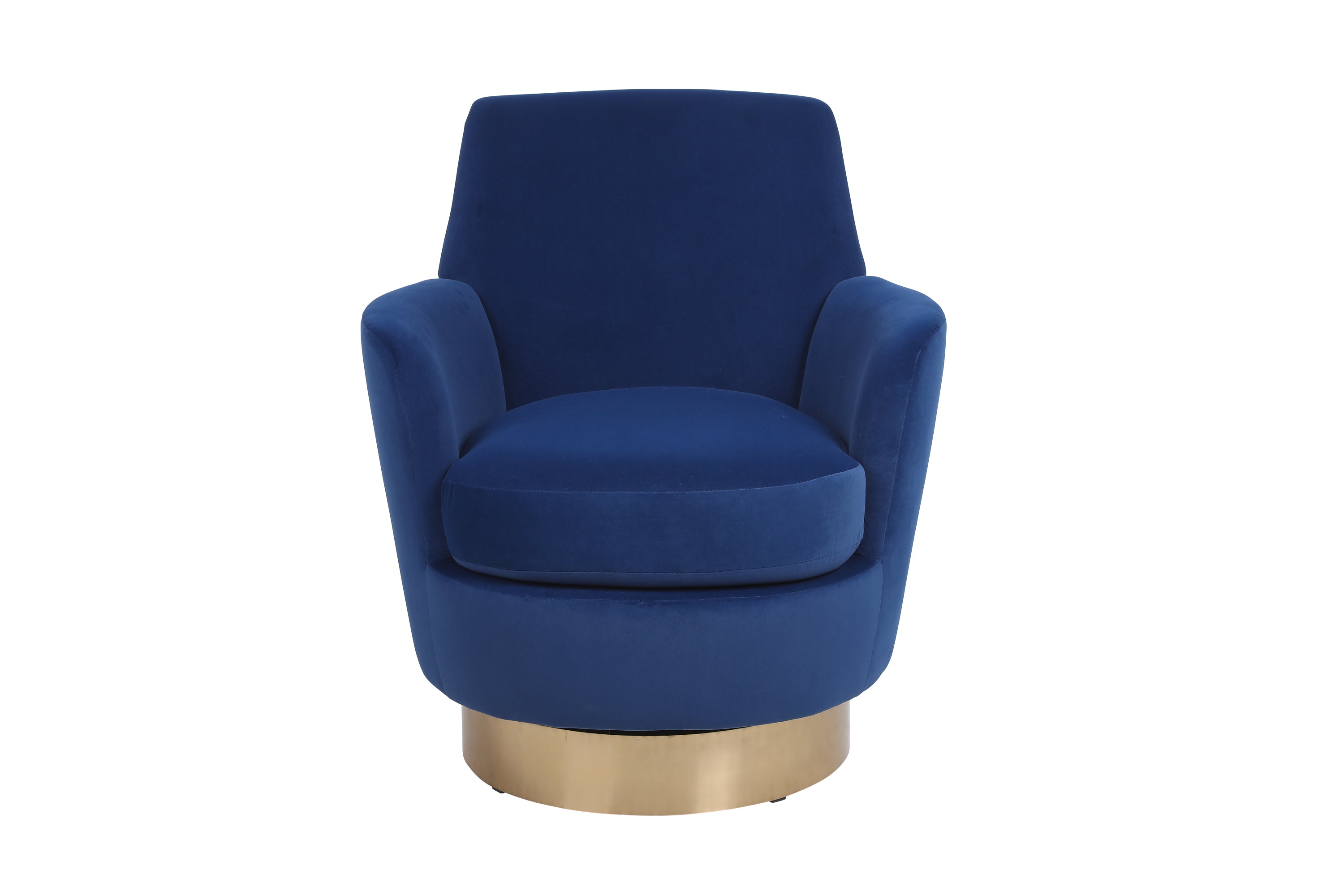 Velvet Swivel Barrel Chair, Swivel Accent Chairs Armchair for Living Room, Reading Chairs for Bedroom Comfy, Round Barrel Chairs with Gold Stainless Steel Base (Navy) - Grand Goldman Shop