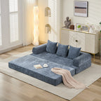 Comfy Convertible Folding Mattress Couch, Floor Sofa Bed, Chenille Floor Sofa with Armrest, Floor Sofa Lounge Couch for Living Room Bedroom Lounge Studio-Blue - Grand Goldman Shop