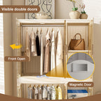Portable Wardrobe Closet Storage Organizer for Clothes, 6 Magnetic Doors with 6 Cubes & 2 Hanging Rods, 6 Hangers, White, Child-Safe PP+ABS Material - Grand Goldman Shop