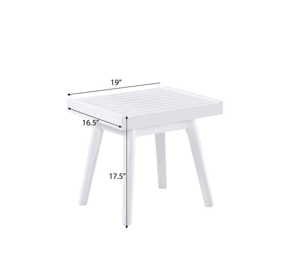Larwich Solid Wood Slatted Bench, 19-Inch Long, White - Grand Goldman Shop