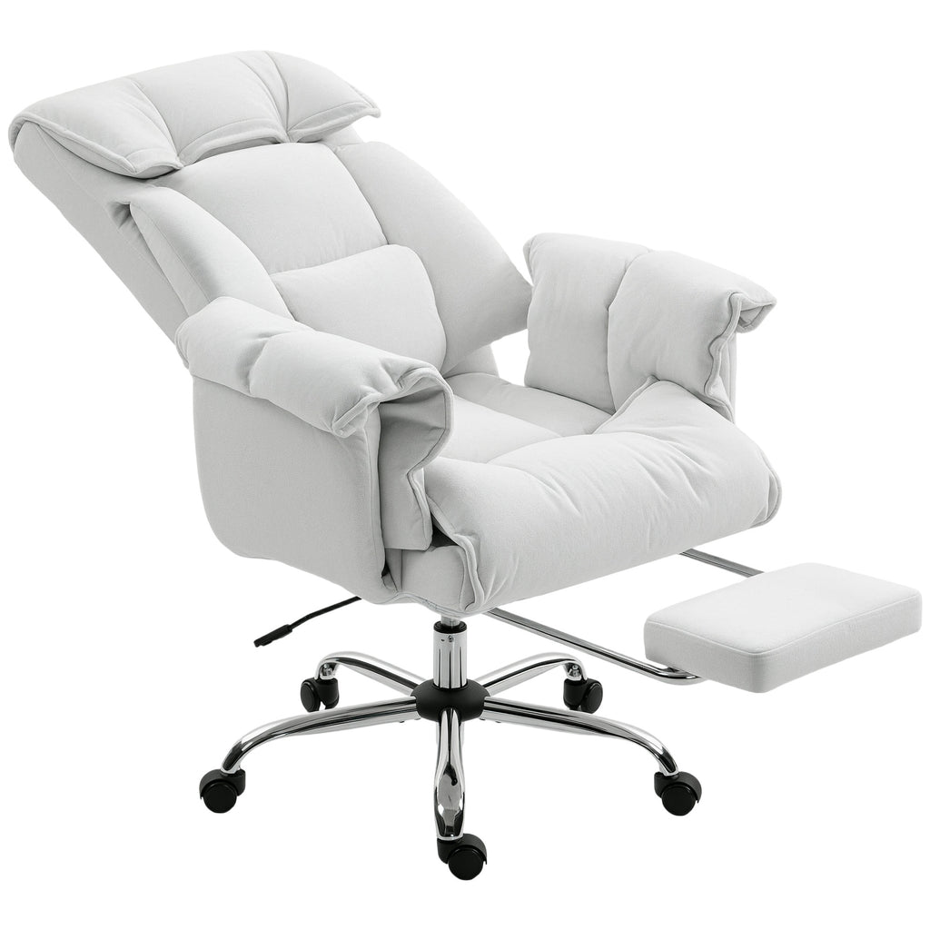 HOMCOM High Back Office Chair, Reclining Desk Chair with Footrest, Thick Cushion, High Resilience Foam, Adjustable Height, Ro
