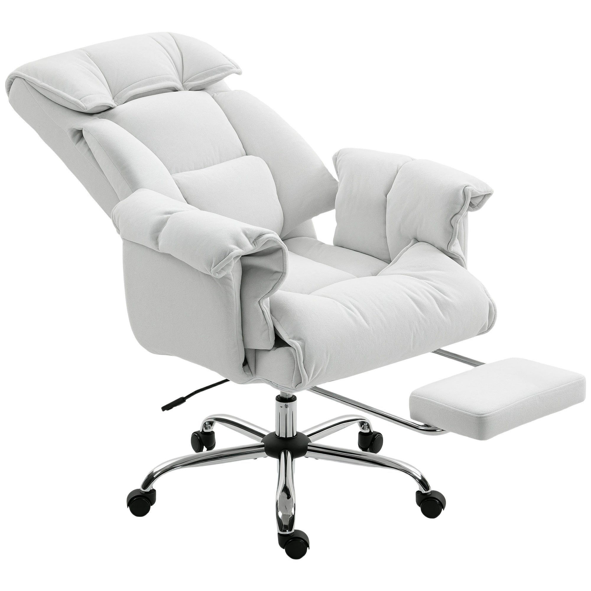 HOMCOM High Back Office Chair, Reclining Desk Chair with Footrest, Thick Cushion, High Resilience Foam, Adjustable Height, Ro